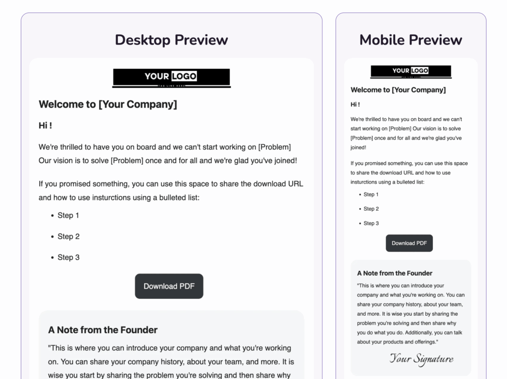 optimized email content sample